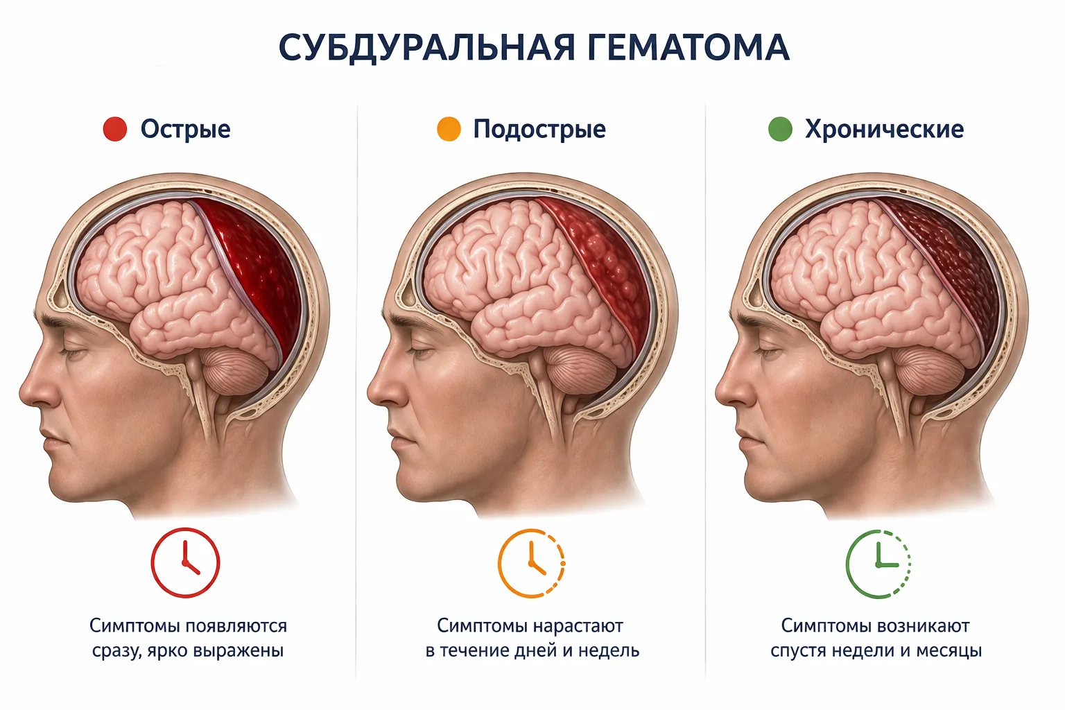 Субдуральная гематома: типы и симптомы