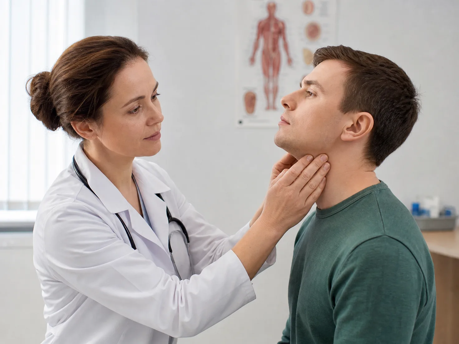 Осмотр лимфоузлов у врача